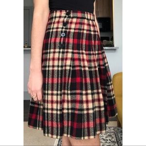 Pleated Plaid Skirt